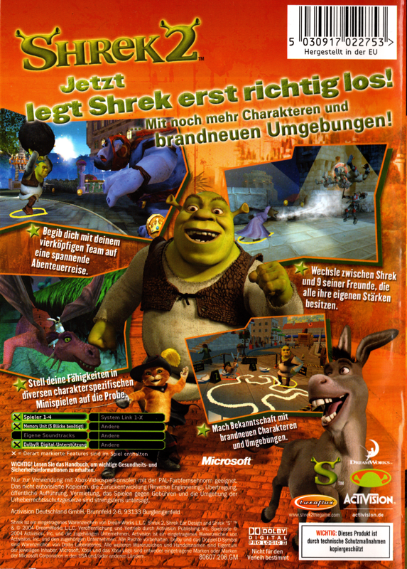 Back Cover for Shrek 2 (Xbox)