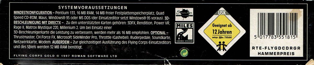 Spine/Sides for Flying Corps: Gold (DOS and Windows 16-bit) (Hammerpreis release): Bottom