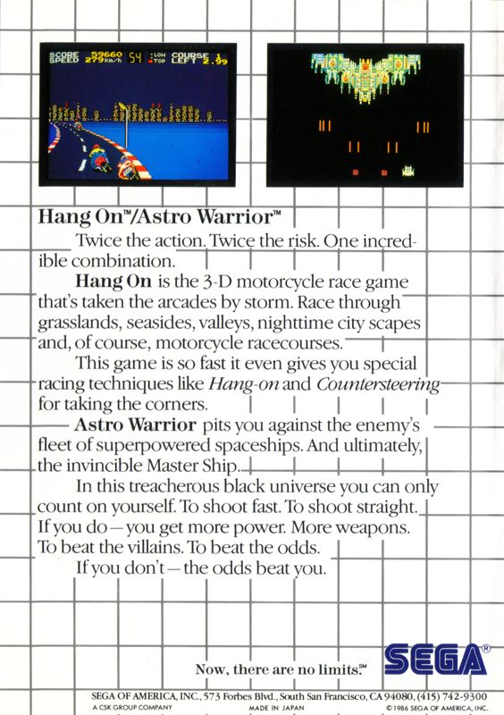 Back Cover for Hang-On & Astro Warrior (SEGA Master System)