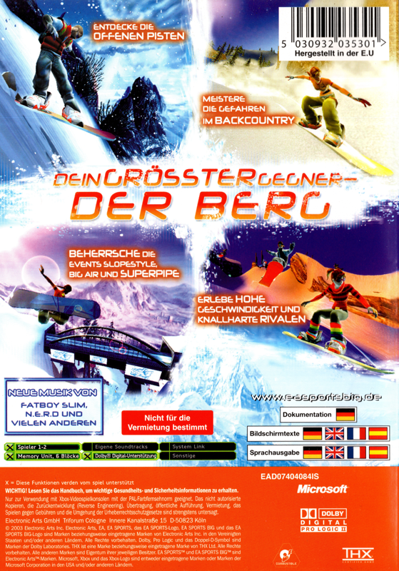 Back Cover for SSX 3 (Xbox)