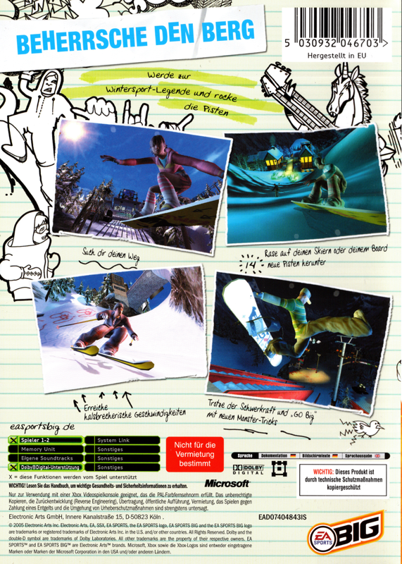 Back Cover for SSX on Tour (Xbox)