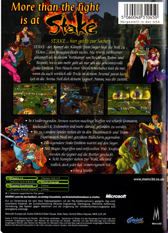 Back Cover for Stake: Fortune Fighters (Xbox)