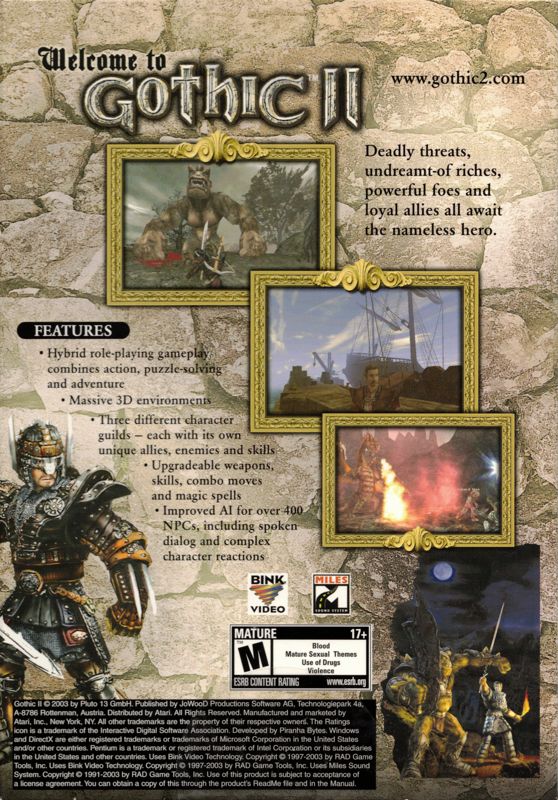 Back Cover for Gothic II (Windows) (Budget release without inside covers)