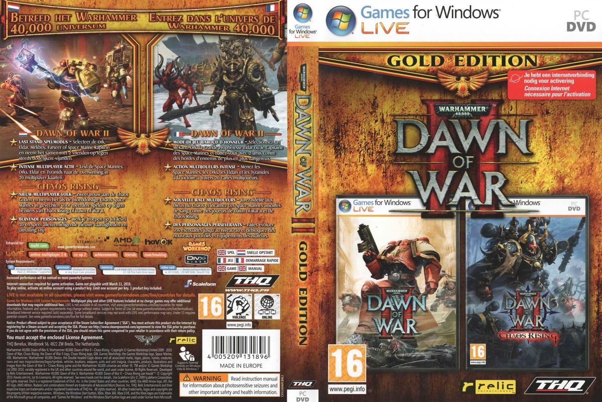 Warhammer 40,000: Dawn of War II - Gold Edition cover or packaging material  - MobyGames