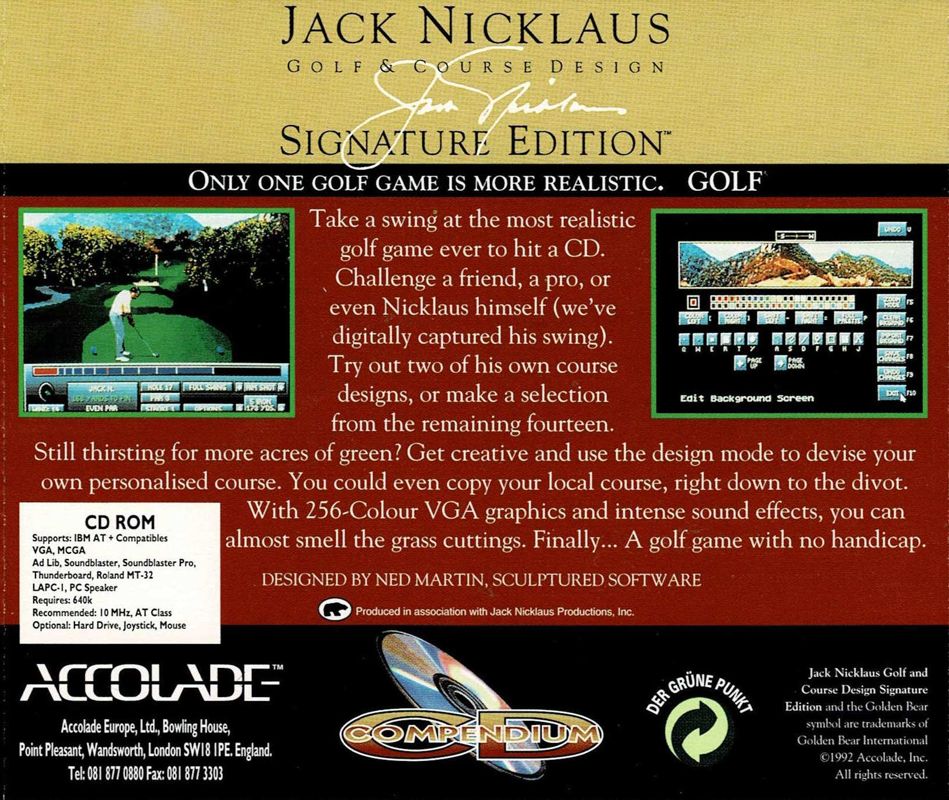 Jack Nicklaus Golf & Course Design: Signature Edition CD Compendium ...