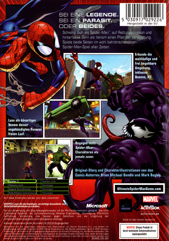 Back Cover for Ultimate Spider-Man (Xbox)