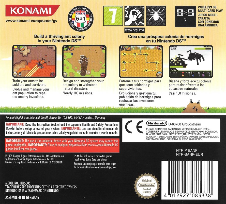 Back Cover for Ant Nation (Nintendo DS)