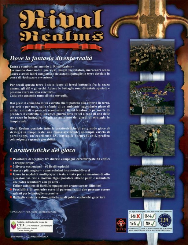 Back Cover for Rival Realms (Windows)