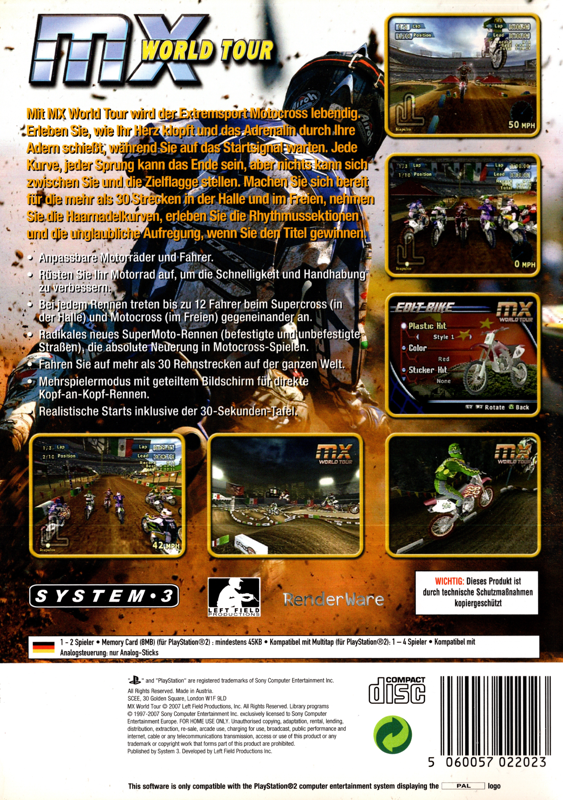 Back Cover for MX World Tour (Xbox)