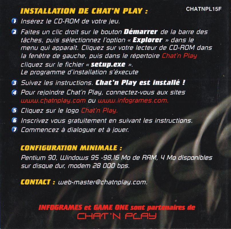 Advertisement for Demolition Racer (Windows): CHAT'N'PLAY Flyer - Back (2-folded)