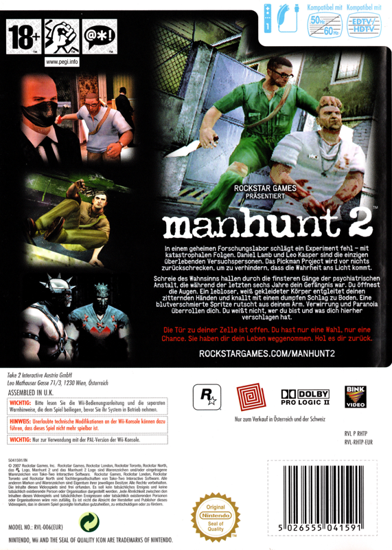 Manhunt 2 cover or packaging material MobyGames
