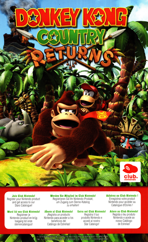 Reference Card for Donkey Kong Country Returns (Wii): Club Nintendo Card