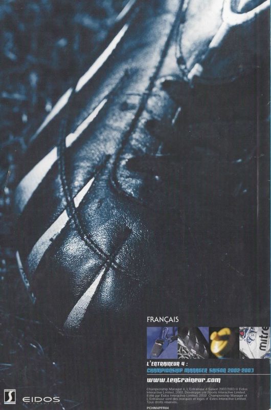 Manual for Championship Manager 4 (Windows): Back (68-page)