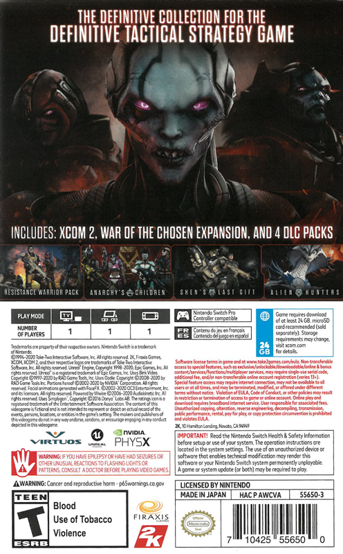 Back Cover for XCOM 2: Collection (Nintendo Switch)