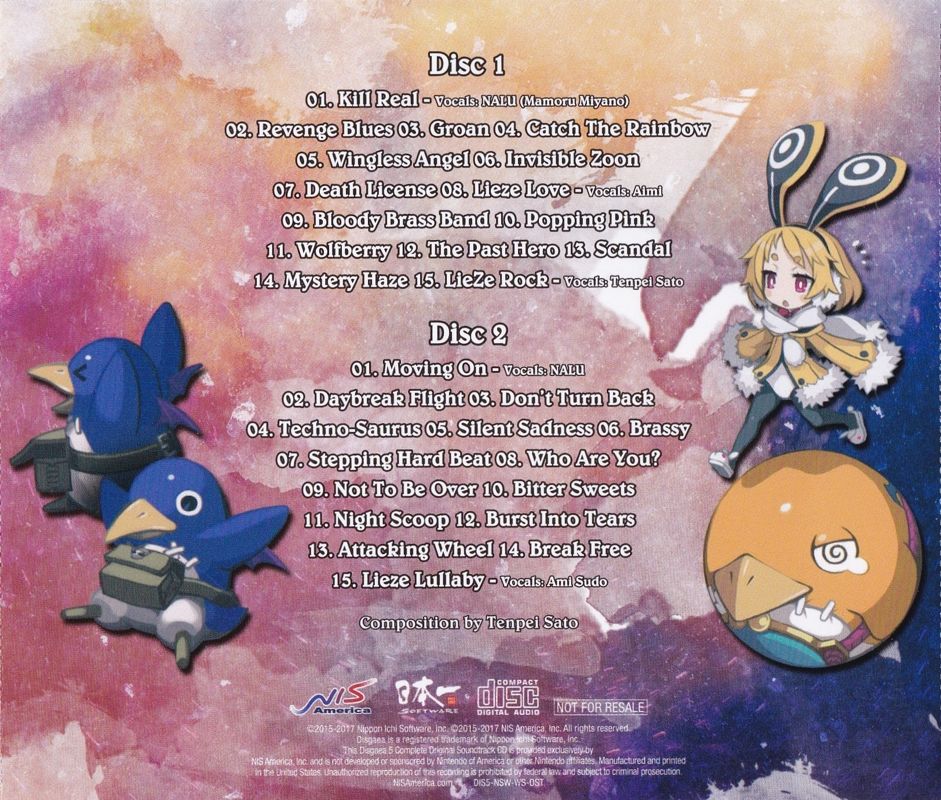 Soundtrack for Disgaea 5: Complete (Limited Edition) (Nintendo Switch): Jewel Case - Back