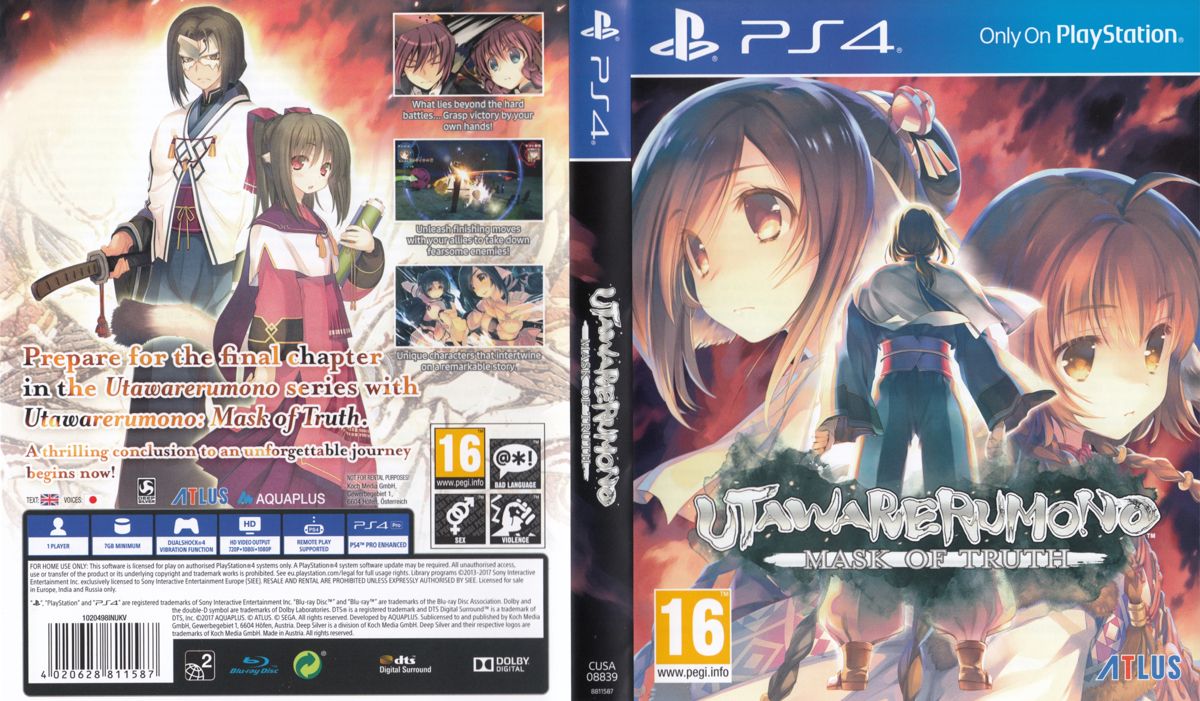 Full Cover for Utawarerumono: Mask of Truth (PlayStation 4)