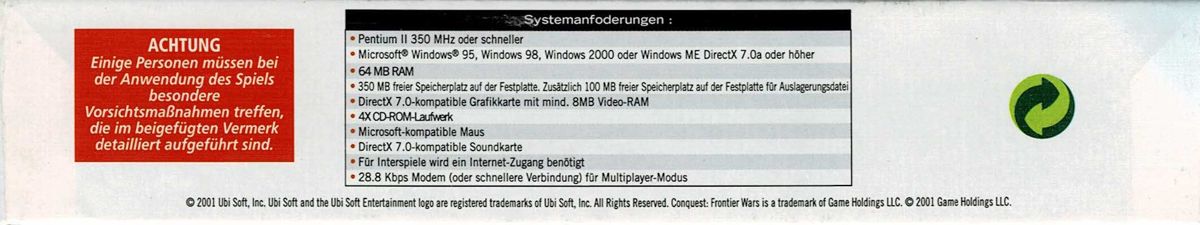 Spine/Sides for Conquest: Frontier Wars (Windows): Bottom