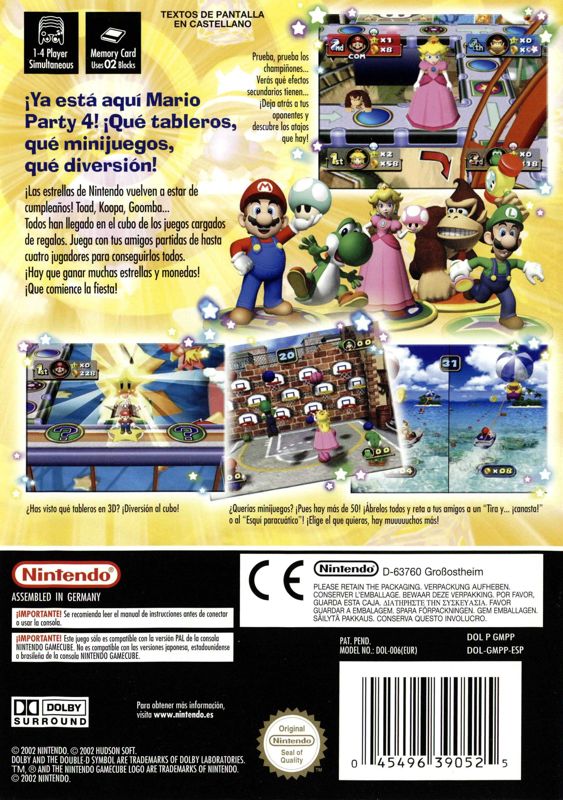 Back Cover for Mario Party 4 (GameCube)