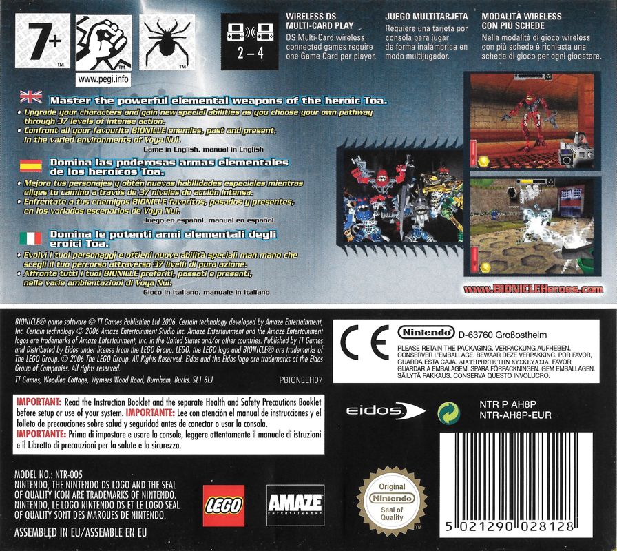 Back Cover for Bionicle Heroes (Nintendo DS)