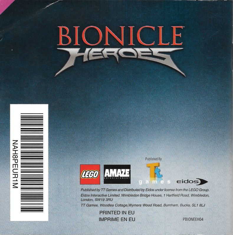 Manual for Bionicle Heroes (Nintendo DS): Back