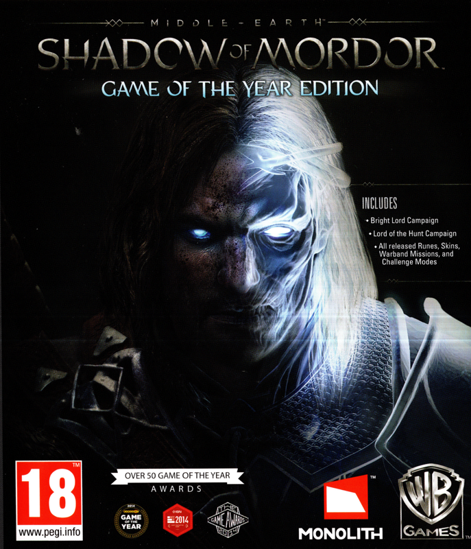 Front Cover for Middle-earth: Shadow of Mordor - Game of the Year Edition (Xbox One)