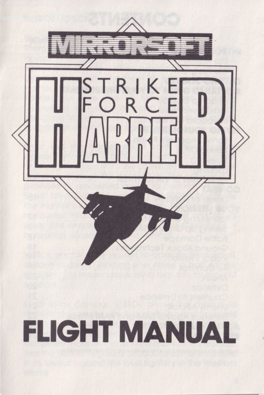 Manual for Strike Force Harrier (Amiga): Front