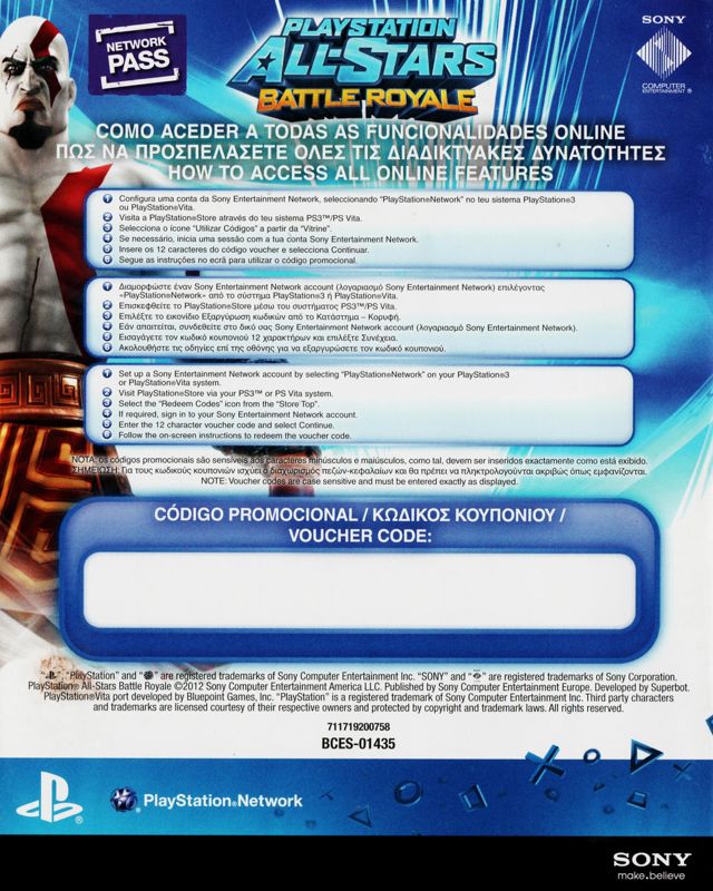 Manual for PlayStation All-Stars Battle Royale (PS Vita and PlayStation 3): Back