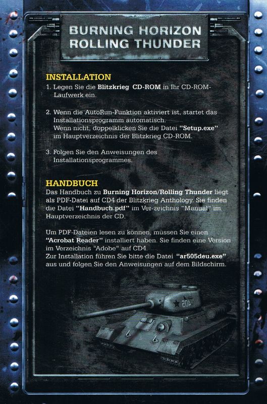 Manual for Blitzkrieg: Anthology (Windows): Burning Horizon + Rolling Thunder - Front