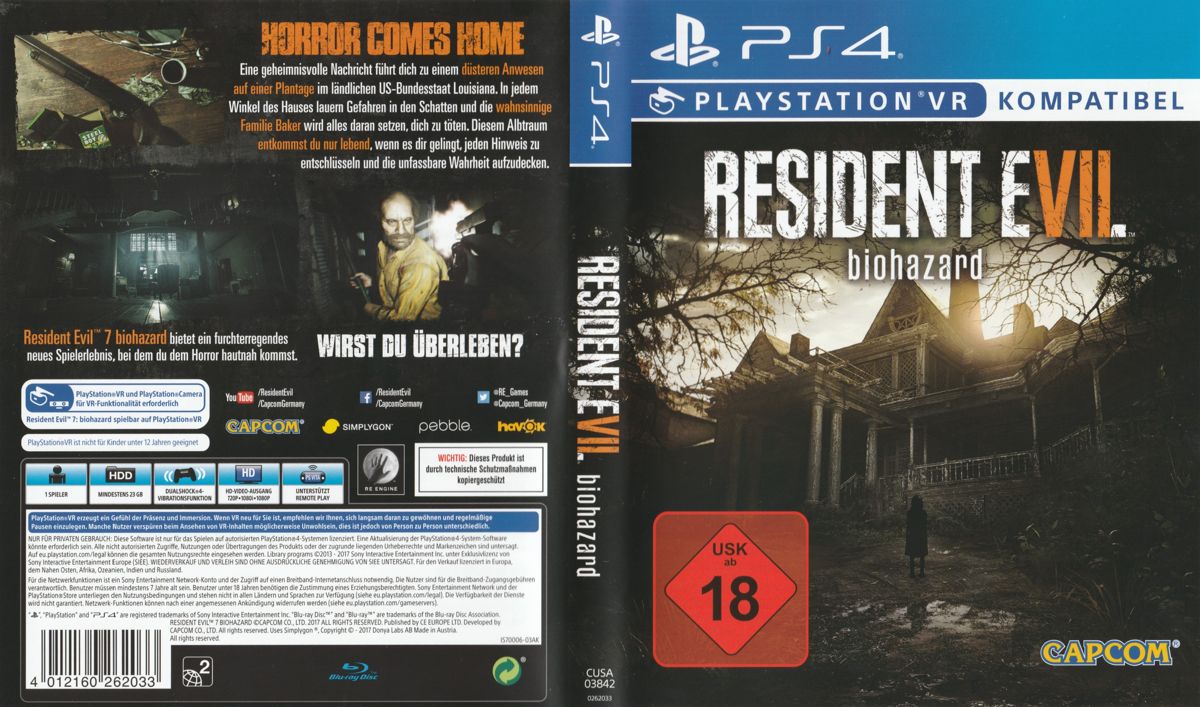 Resident Evil 7: Biohazard cover or packaging material - MobyGames