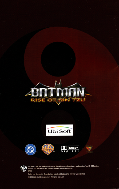 Manual for Batman: Rise of Sin Tzu (Xbox): Front