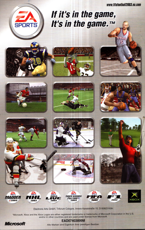 Manual for FIFA Soccer 2003 (Xbox): Back