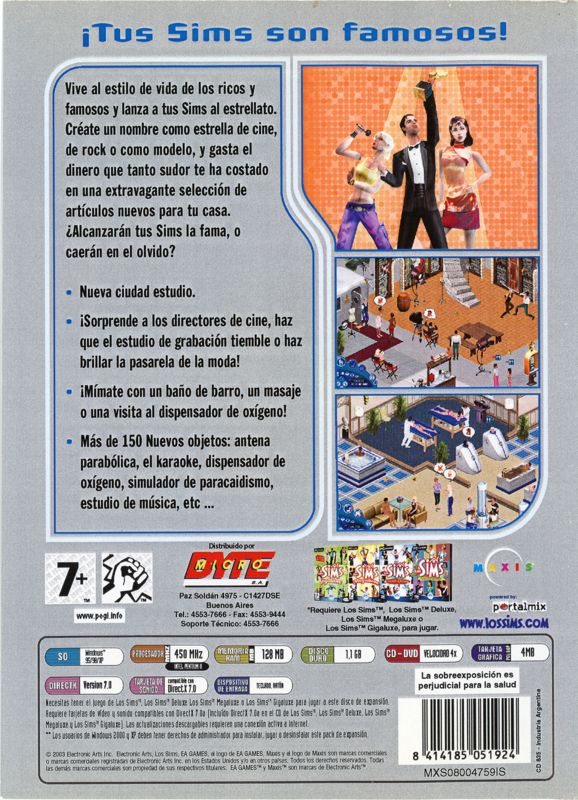 Back Cover for The Sims: Superstar (Windows) (EA Games Classics release)