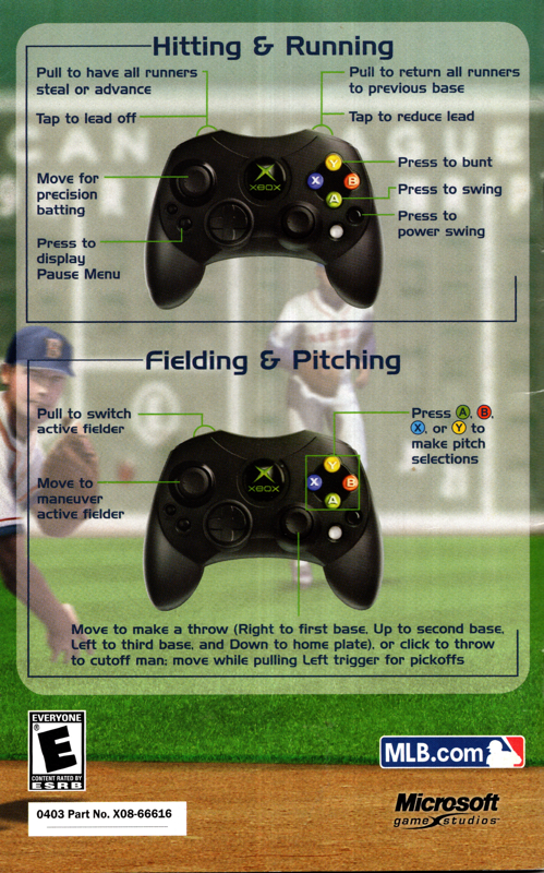 Manual for Inside Pitch 2003 (Xbox): Back