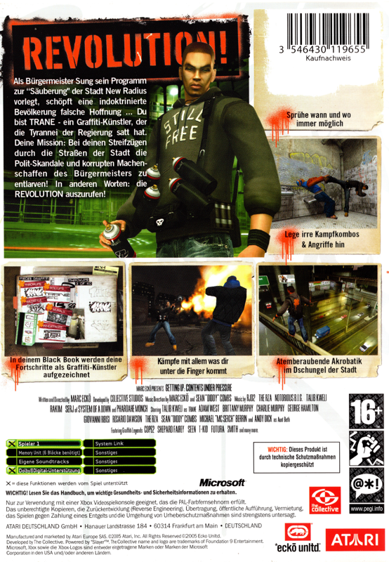 Back Cover for Marc Ecko's Getting Up: Contents Under Pressure (Xbox)