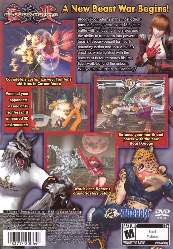 Back Cover for Bloody Roar 4 (PlayStation 2)