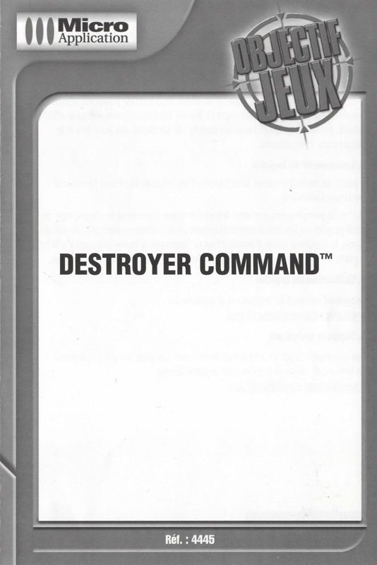 Manual for Destroyer Command (Windows) (Objectif Jeux release (Micro Application 2004)): Front (4-page/2-folded)