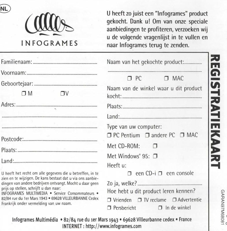 Other for Anno 1602: Creation of a New World (Windows): Registration Card - Back (3-folded)