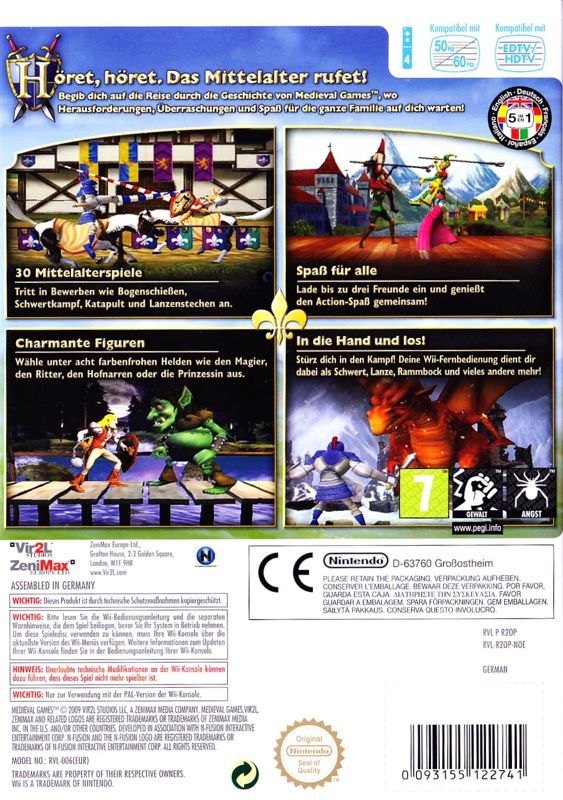 Back Cover for Medieval Games (Wii)