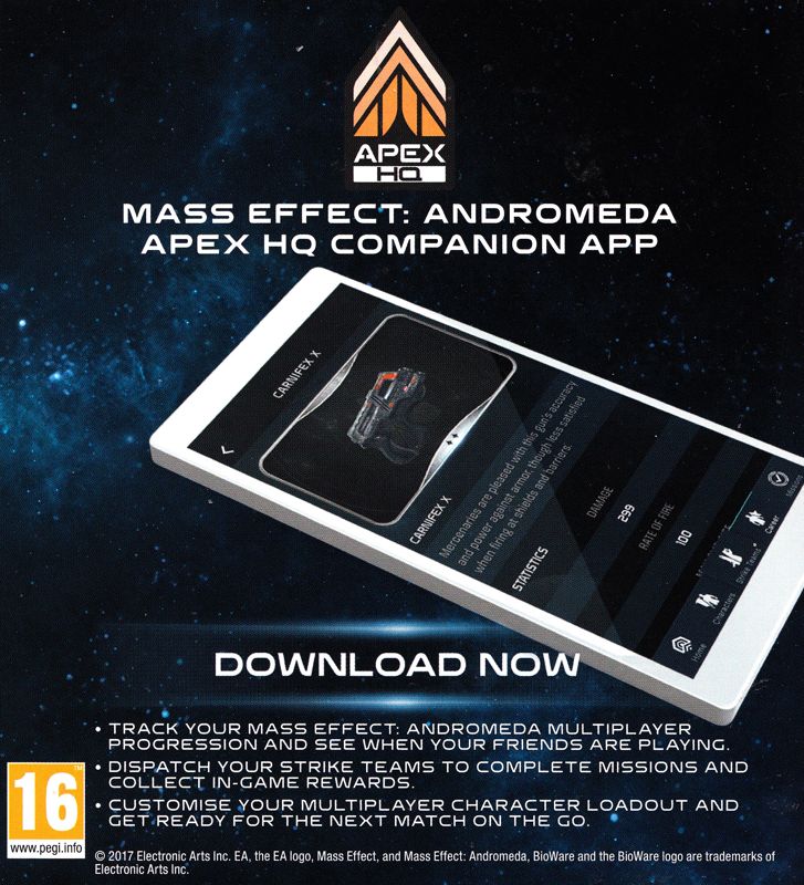 Advertisement for Mass Effect: Andromeda (Xbox One): No. 1 front