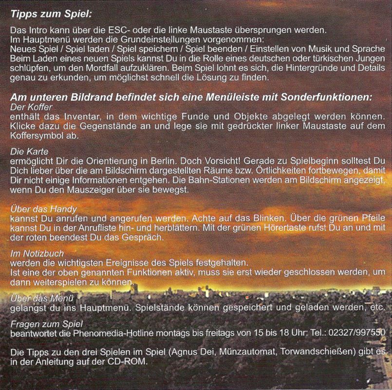 Inside Cover for Dunkle Schatten 3: Tod in der Südkurve (Windows): Inlay