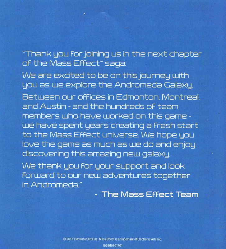Advertisement for Mass Effect: Andromeda (Xbox One): No. 2 Back