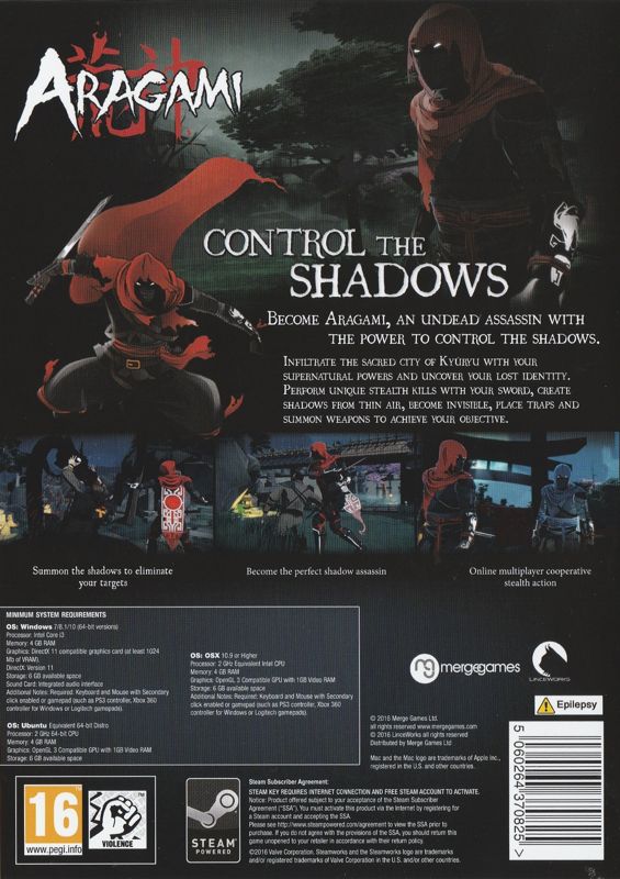 Back Cover for Aragami (Collector's Edition) (Linux and Macintosh and Windows)