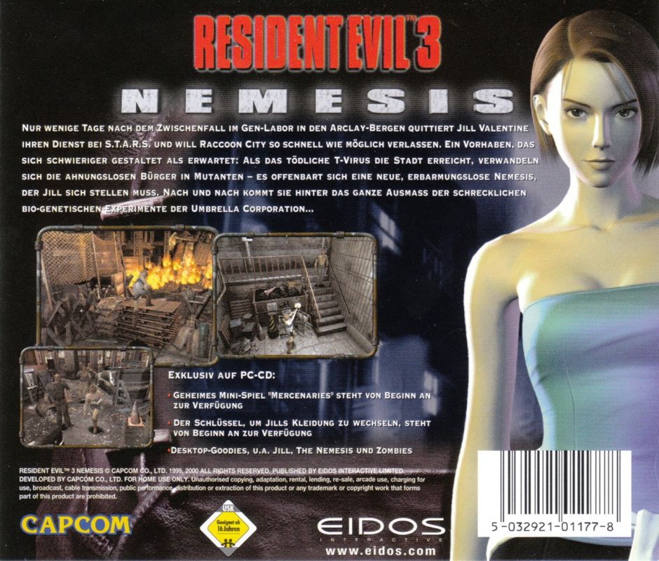 Other for Resident Evil 3: Nemesis (Windows): Jewel Case - Back