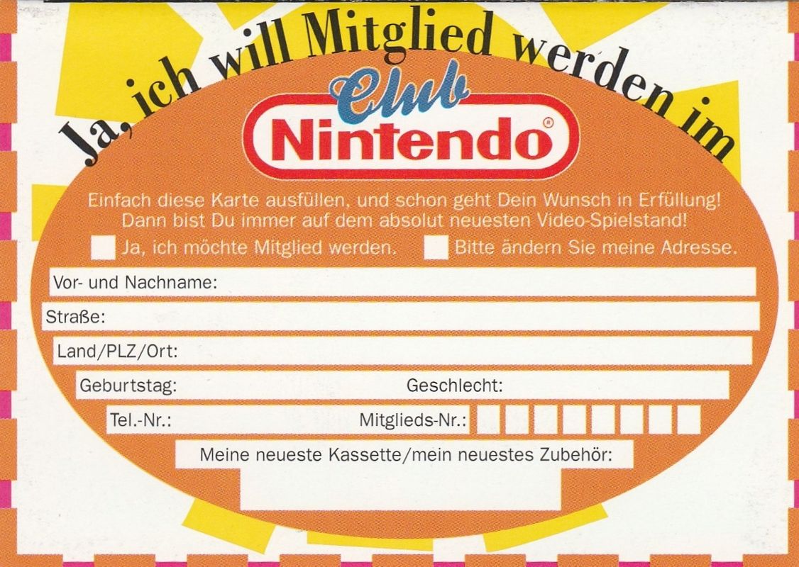 Extras for Mario's Picross (Game Boy): Club Nintendo Registration - Back
