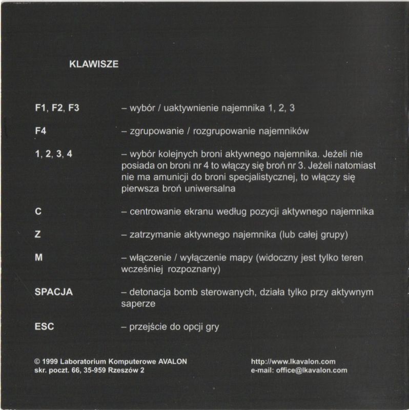 Manual for Przeklęta Ziemia (DOS) (Fajna Seria release): Back