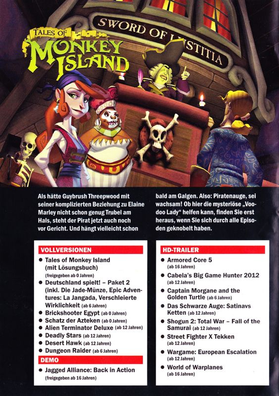 Back Cover for Tales of Monkey Island (Windows) (Computerbild Spiele 05/2012 covermount)