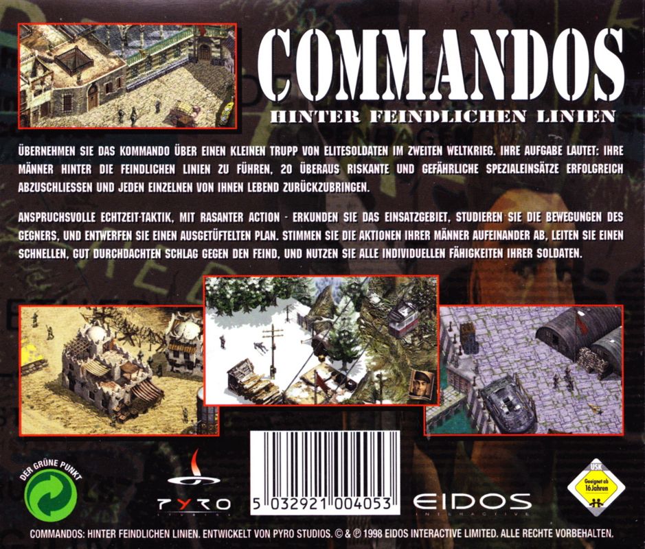 Other for Commandos: Behind Enemy Lines (Windows): Jewel Case - Back