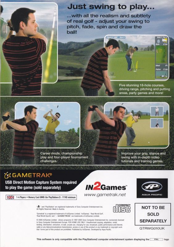 Back Cover for Real World Golf (PlayStation 2) (Sold with the Gametrak system)