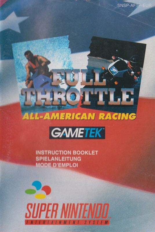 Manual for Full Throttle: All-American Racing (SNES): Front