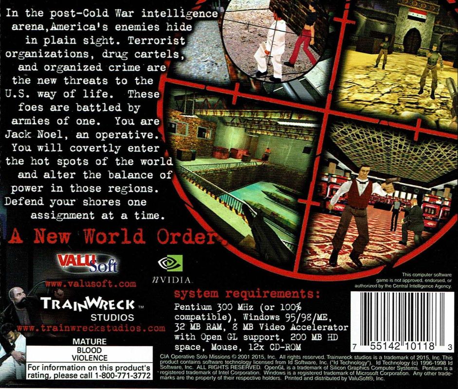 Other for CIA Operative: Solo Missions (Windows): Jewel Case - Back